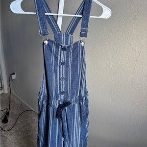 Striped Blue Denim Overalls